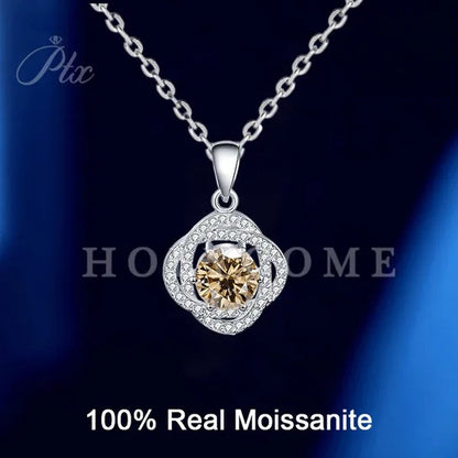 HOLYCOME Real Moissanite Diamond Necklace for Women Girls 925 Sterling Silver Mini Moissanite Rose Flower Pendant Necklace Fine Jewelry - WORLD TIME VISITS