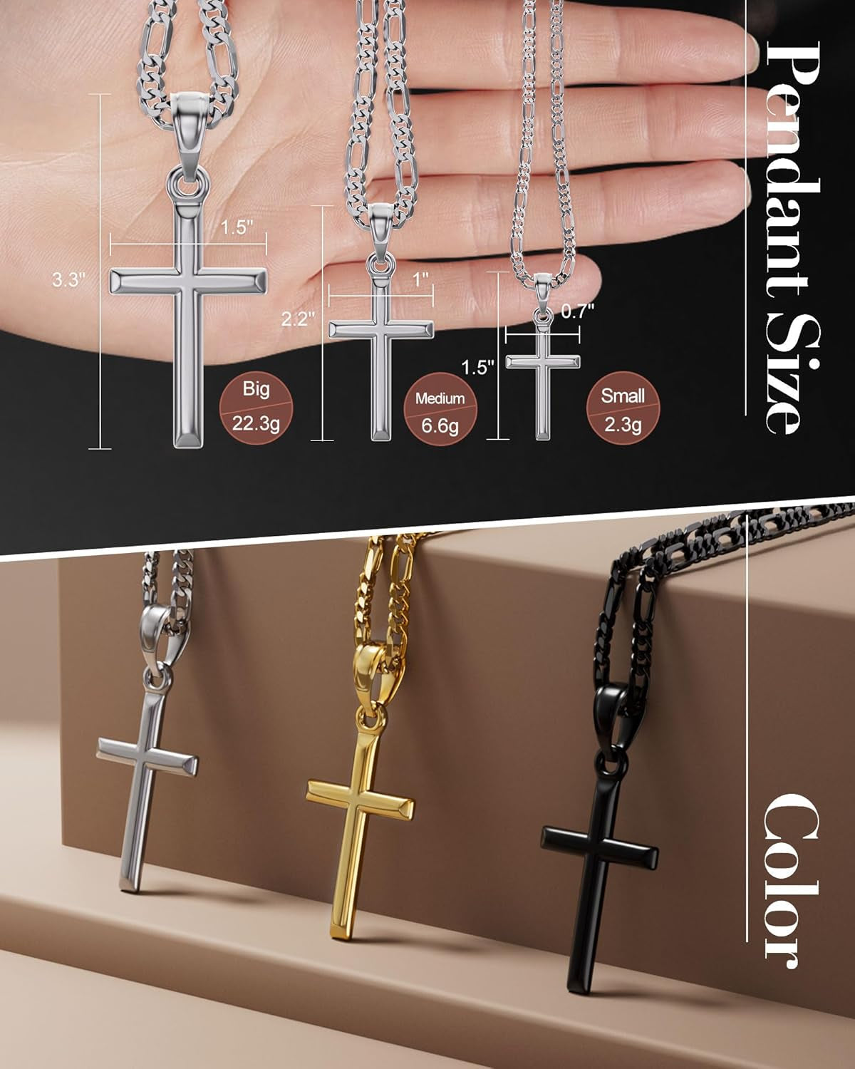 Cross Necklace with Luxury Gift Box - Top-Grade 316L Stainless Steel Cross Pendant, Sleek Polished Design, Christian Jewelry for Men and Women