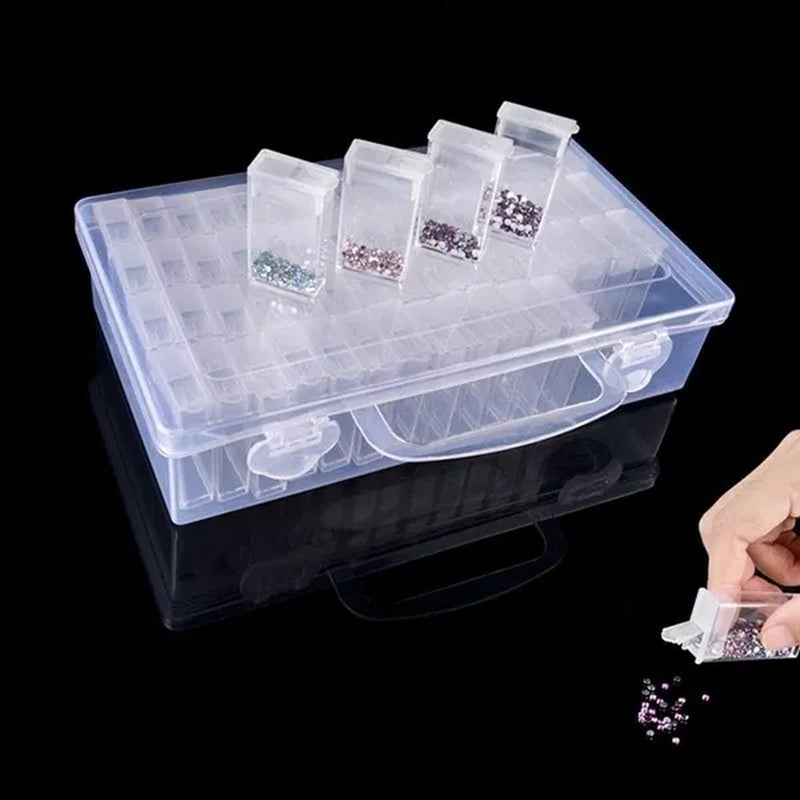 64 Slots Diamond Embroidery Diamond Painting Tool Transparent Plastic Storage Box