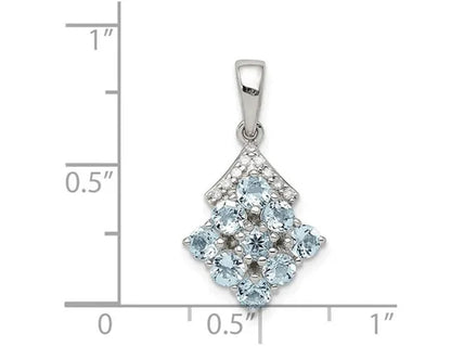 3/4 Carat (Ctw) Aquamarine Cluster Pendant Necklace in Sterling Silver with Chain