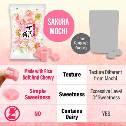 Japanese Sakura Mochi Candies, Real Traditional Cherry Blossom Rice Cakes, 300G/10.58Oz, Japanese Snacks, Japanese Candy, Individually Wrapped