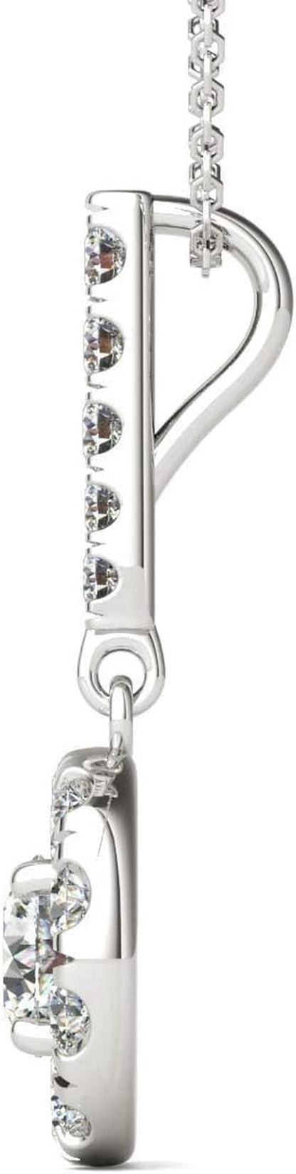 Natural Diamonds Halo Pendant Necklace AGS Certified 14K White Gold 3/4 Ctw GH/SI2-I1