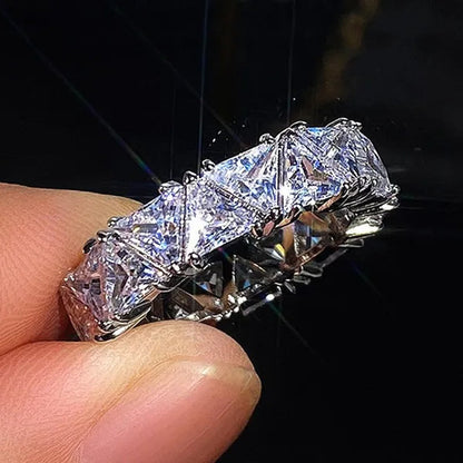 2.0Ct Triangle Cut Diamonds Eternity Band Bridal Engagement Rings for Women Wedding Party Jewelry Gift