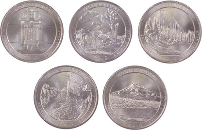 2010 P National Park Quarter 5 Coin Set Uncirculated Mint State 25C Collectible Master Coins