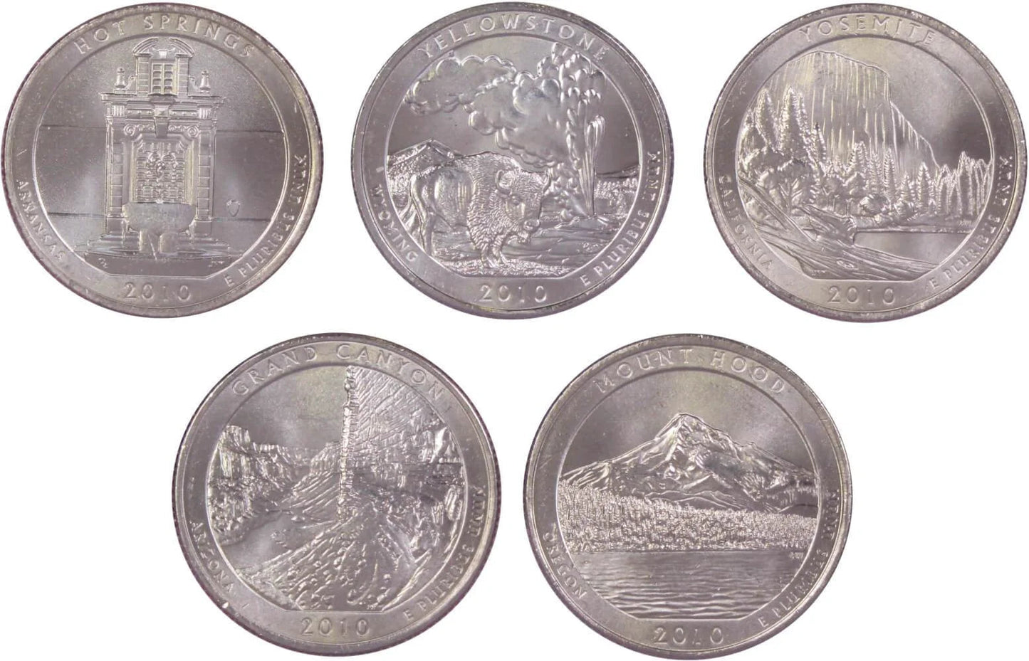 2010 P National Park Quarter 5 Coin Set Uncirculated Mint State 25C Collectible Master Coins - WORLD TIME VISITS
