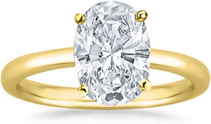 18K White Gold 2 Carat Lab Grown Solitaire Oval Cut IGI CERTIFIED Diamond Engagement Ring (2 Ct,D-E Color VS1-VS2 Clarity)