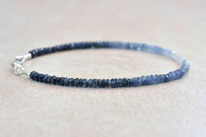 September Birthstone Bracelet, Ombre Sapphire Gemstone Bracelet, Natural Blue Sapphires, Bead Bracelet, Birthstone Bracelet