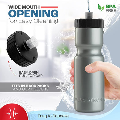 Sports Water Bottles – Reusable 22 Oz Bpa-Free Plastic Bottles with Pull Top Cap – Made in USA – Top Rack Dishwasher Safe – Fits Most Bike Cages Brand - WORLD TIME VISITS