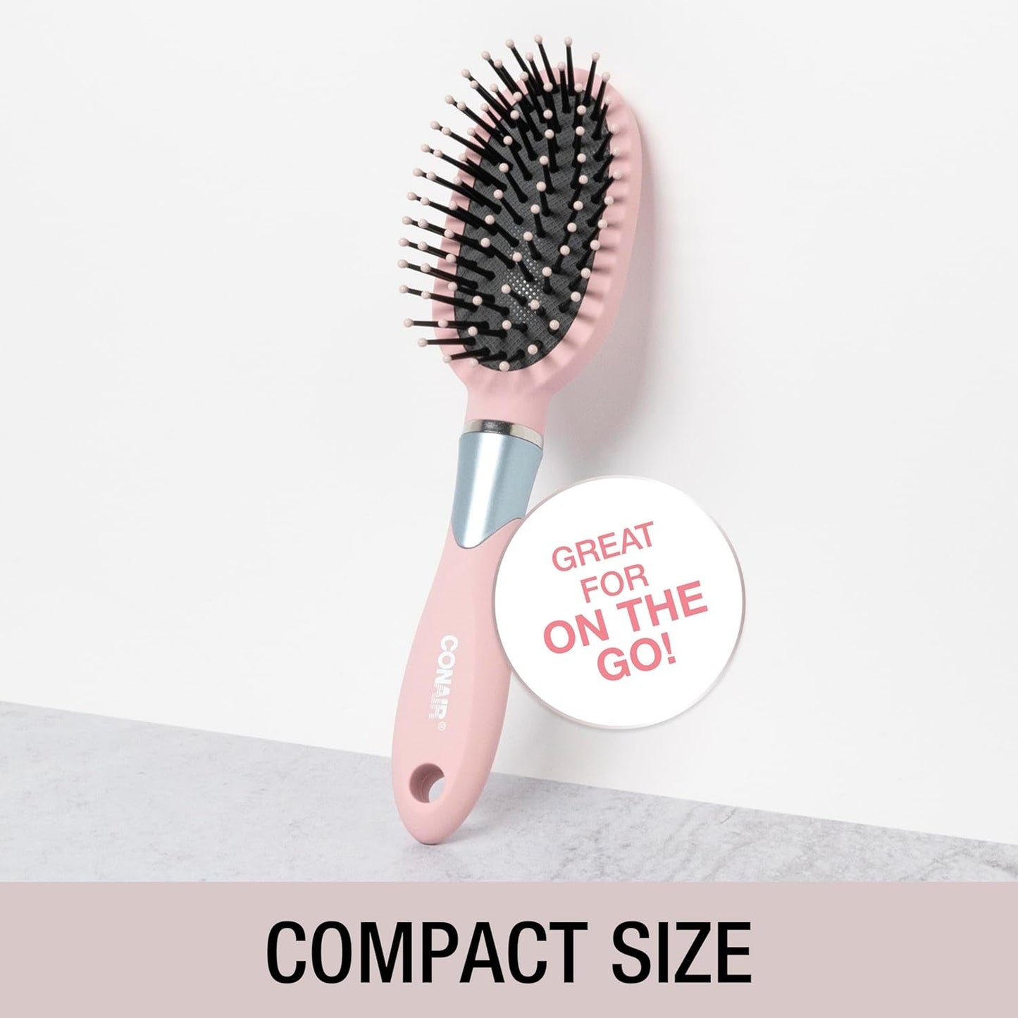 Velvet Touch Oval Cushion Hair Brush - Travel Hairbrush- Detangling - Curly or Straight Styles - Detangler Brushes - Women or Men - Colors at Random