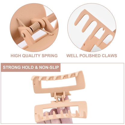 12 Pcs Rectangle Clips, Accessories for Women and Girls, Including 6 Pcs 4 Inch Large Clips for Thick Hair and 6 Pcs 2 Inch Small Clips for Thin Hair (Neutral)
