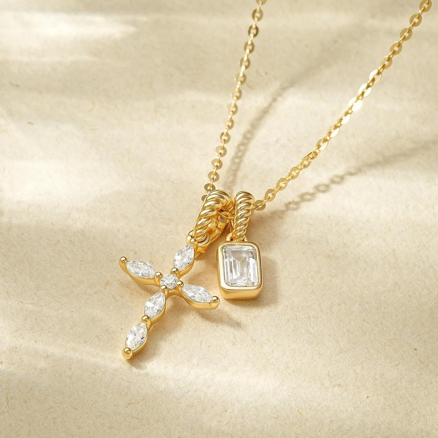 Gold Cross Necklace for Women: 14K Gold Plated Dainty Cross Pendant Non-Tarnish Necklace, Faith Crucifix Chain Jewelry, Elegant Religious Gifts
