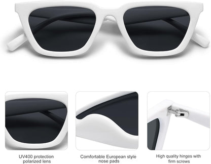 Polarized Narrow Square Cateye Sunglasses for Women Retro Trendy Driving Glasses SJ2169