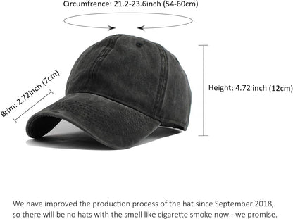 Men Women Washed Distressed Twill Cotton Baseball Cap Vintage Adjustable Dad Hat