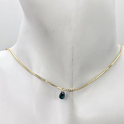 Blue Diamond Briolette 18K Gold Pendant | .8 Cts | 6X4Mm |