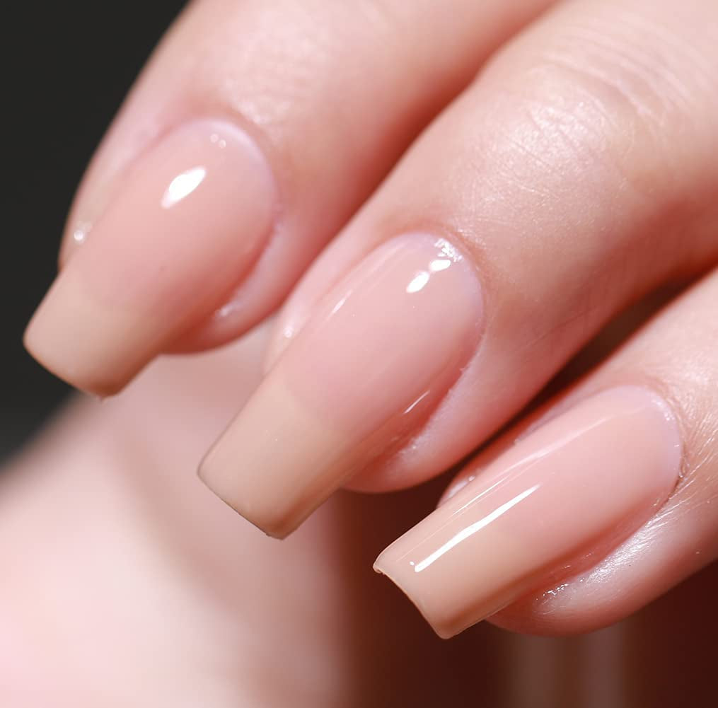 Jelly Brown Nude Gel Nail Polish,Sheer Milky Gel Polish All Seasons Colors Soak off LED UV Gel Varnish Nail Art Manicure #301,0.5 Fl Oz