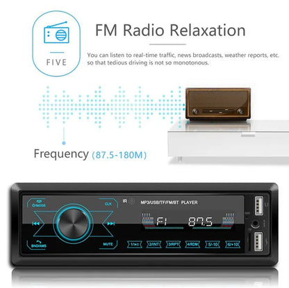 Podofo Autoradio 12V 1Din Car Radio Bluetooth Car Stereo In-Dash Car Audio Phone AUX-IN Fm/Usb/Radio Remote Control MP3 Player