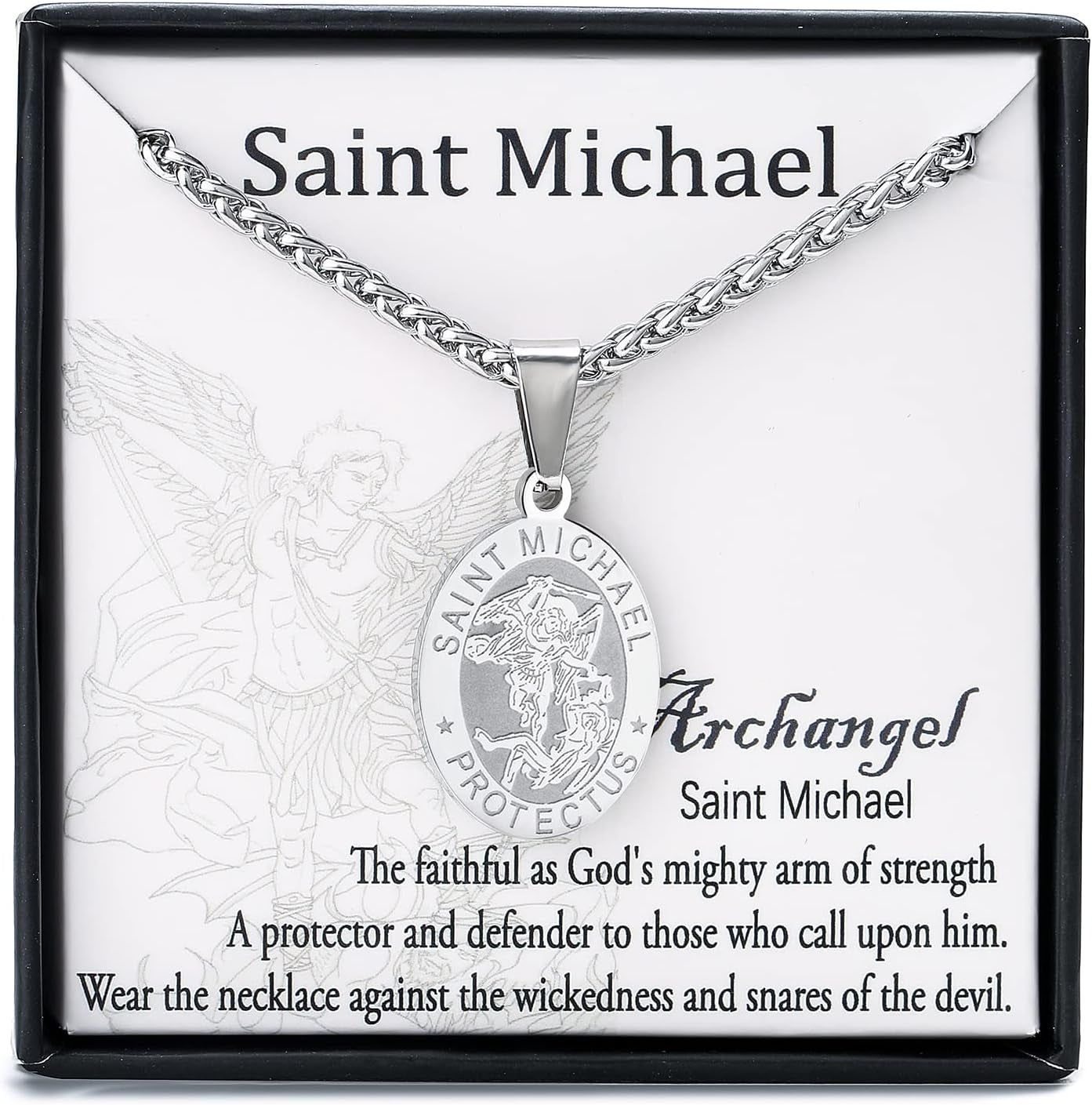 Saint Christopher/Joseph/Anthony/Jude/Michael Necklace Medal for Men Boys，St Christopher Pendant Medallion with Chain 24 Inches