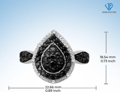 Sterling Silver 1 Carat Black & White Diamond Ring for Women | Diamonds for Everyday Womens Wear