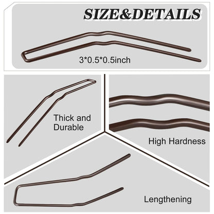 24 Pcs U Shaped Hair Pins, Ballet Bobby Pins for Updo with Storage Box, Metal U Bun Hair Forks for Women Girls, Thick, Thin, Long, Curly Hair(Brown, 3 Inch)