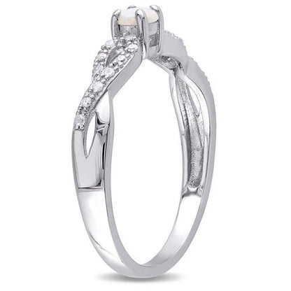 Women'S 1/10 CT Opal 1/10 CT T.W. Diamond Sterling Silver Infinity Symbol Anniversary Ring