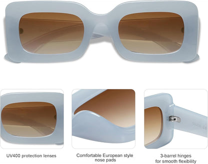 Retro 90S Nude Rectangle Sunglasses Womens Mens Trendy Chunky Glasses