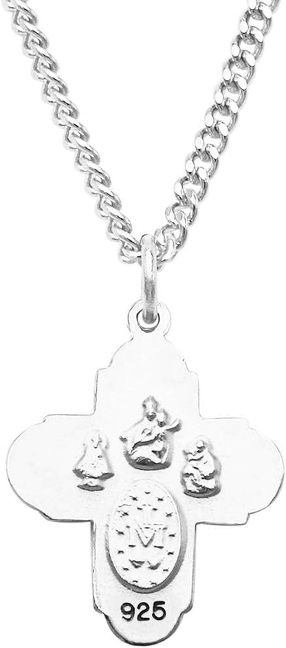 Small Four Way Cross with Holy Spirit Pendant Necklace, 18"