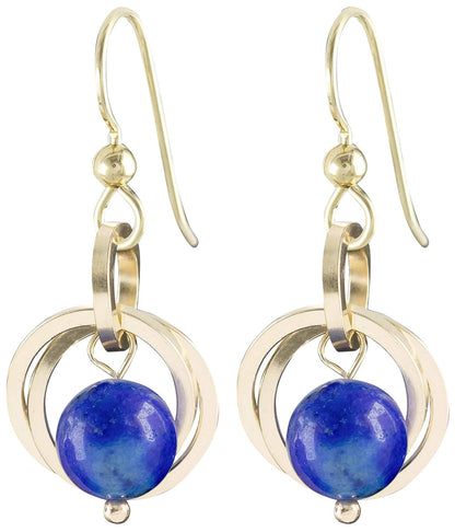 Classy Blue Lapis Earrings for Women – Real Gemstone Lapis Lazuli Earrings in 14K Gold Fill – Minimalist Gold Dangle Earrings for Women – Trendy Handcrafted Jewelry Gift Idea