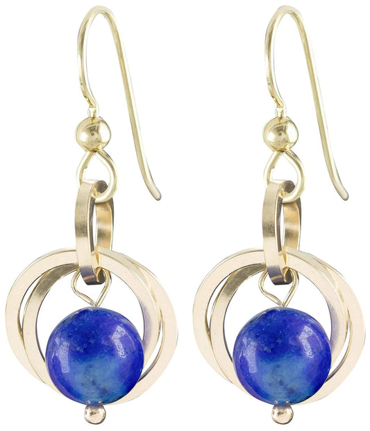 Classy Blue Lapis Earrings for Women – Real Gemstone Lapis Lazuli Earrings in 14K Gold Fill – Minimalist Gold Dangle Earrings for Women – Trendy Handcrafted Jewelry Gift Idea