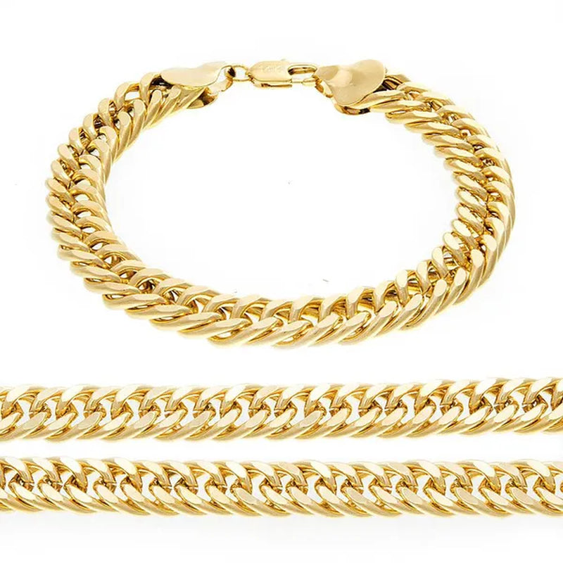 14K Solid Yellow Gold Bracelet Chain For Men Jewelry Women Jewelry 215mm 8.5" Wide 12mm Stamped 14K