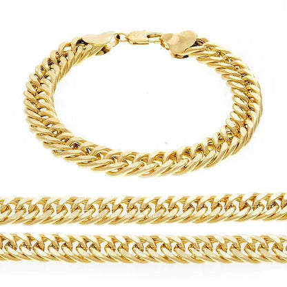 14K Solid Yellow Gold Bracelet Chain For Men Jewelry Women Jewelry 215mm 8.5" Wide 12mm Stamped 14K