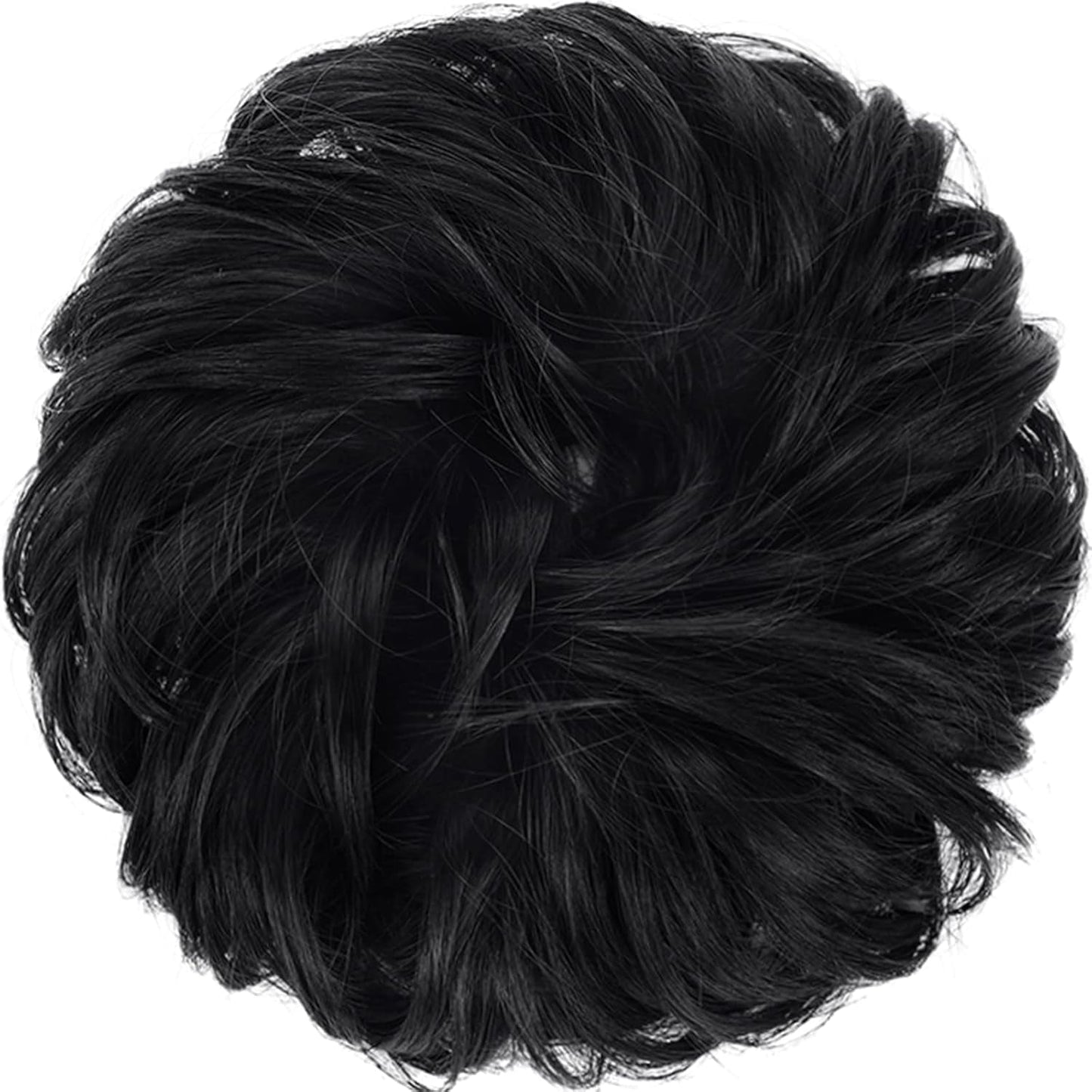 Messy Bun Hair Piece - Elastic Wavy Curly Hair Bun Scrunchies Extensions Synthetic Chignon Hairpieces for Women Girls, Black 1 PCS