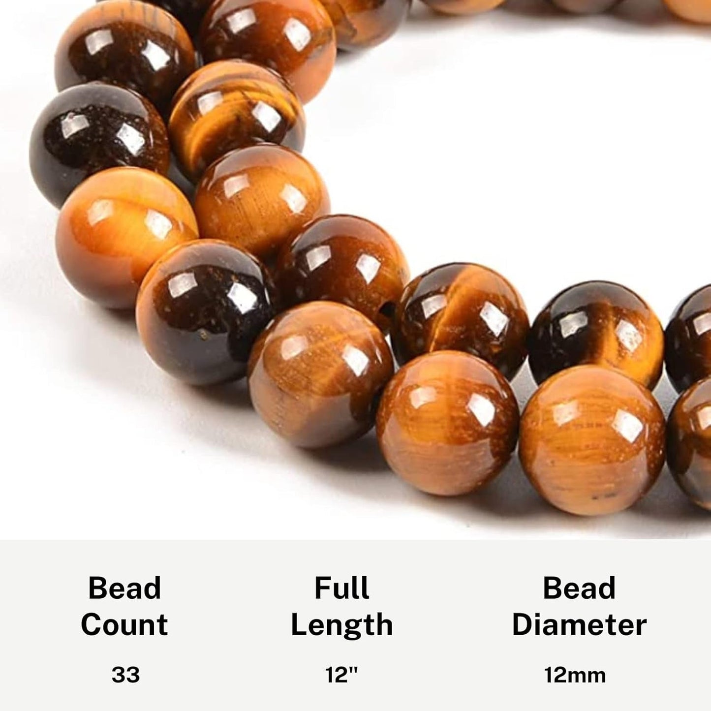 Tasbih Premium Muslim Prayer Beads Made with Natural Stone Beads for Daily Misbaha and Meditation (12Mm (33 Beads), Tiger Eye, Brown)