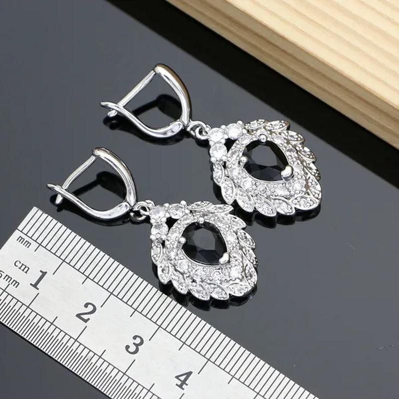 5 Colors Jewelry Set for Women Blue Sapphire Gemstone 925 Silver Jewelry Sets Drop Earrings for Wedding Women Gift
