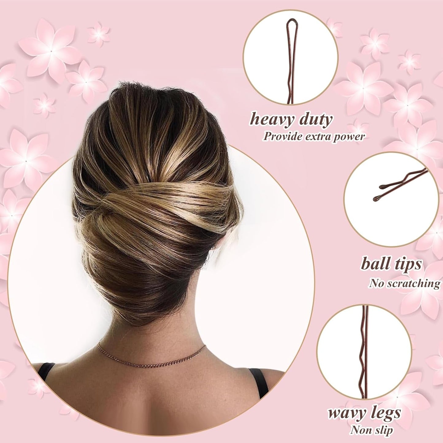 Large Bobby Pins for Brown Blonde Hair, 100 PCS 2.4" Bobby Pins for Women Hair Styling with All Hair Types