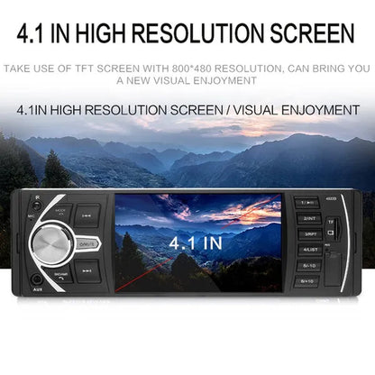 Podofo 4.1'' Car Radio 1Din Audio Stereo FM Bluetooth Steering Wheel Remote Control Car Player