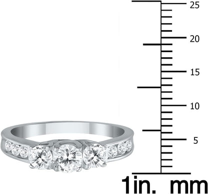 Diamond Three Stone Ring Available in 10K White Gold (1/2Ctw - 1 1/2Ctw)