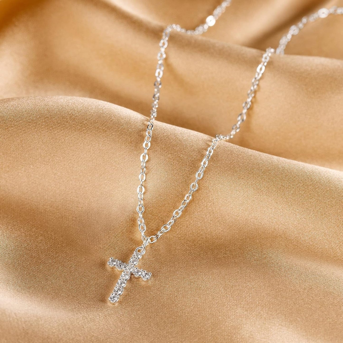 Cross Necklace for Women-Dainty Simple 14K Gold Plated/Sterling Silver Plated Cross Pendant Cute Necklaces Jewelry for Women