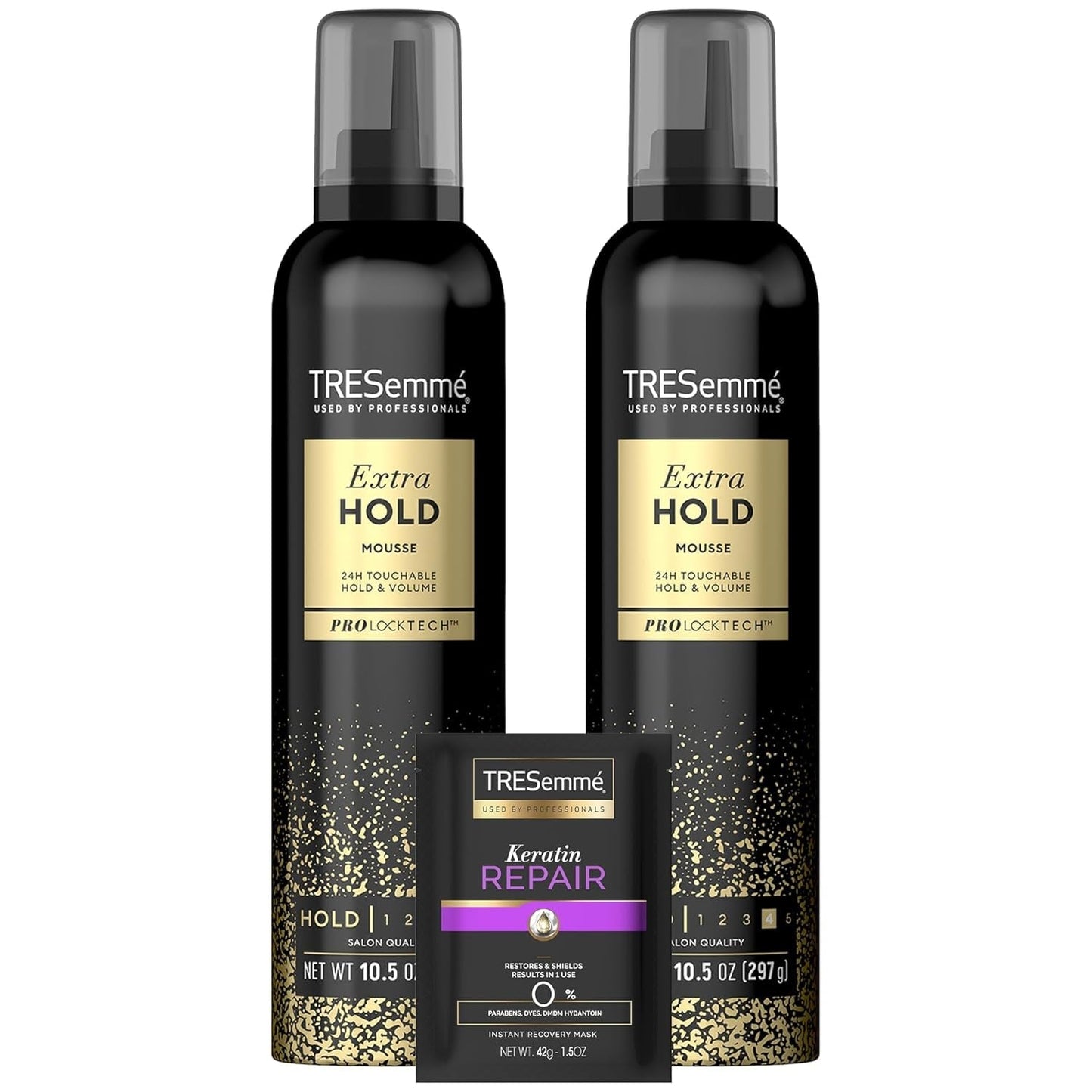 Hair Mousse 2-Pack + Keratin Repair Hair Mask – Extra Hold Alcohol-Free, Anti-Humidity, Anti-Frizz Hair Products (3 Piece Set)