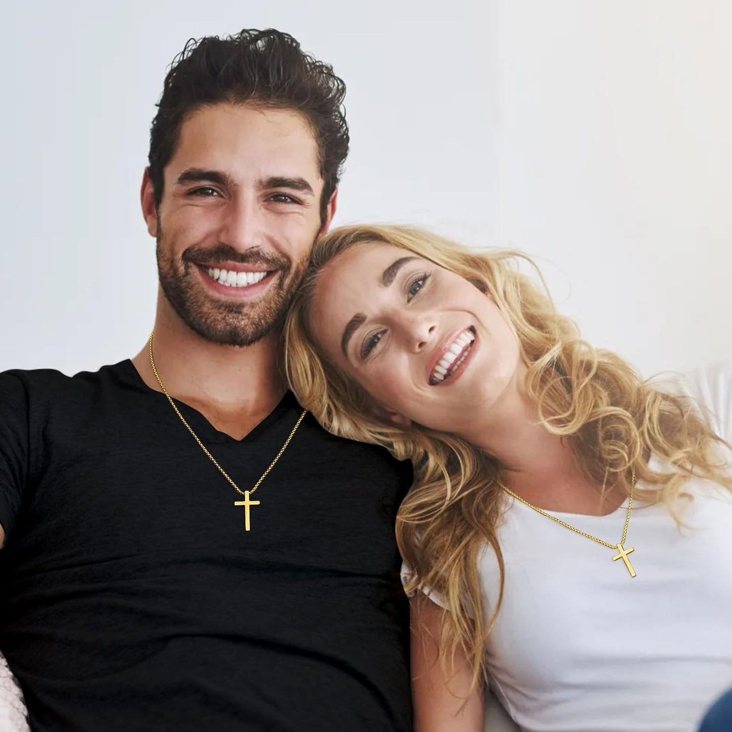 Valentines Gifts for Him - Cross Necklace for Men, Silver/Gold/Black Mens Cross Necklaces with 2.5Mm Cross Chain and Stainless Steel Cross Pendant, Box Chain 16-24 Inch, Jewelry Gift