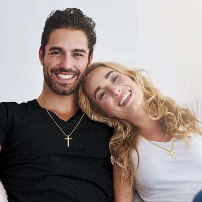 Valentines Gifts for Him - Cross Necklace for Men, Silver/Gold/Black Mens Cross Necklaces with 2.5Mm Cross Chain and Stainless Steel Cross Pendant, Box Chain 16-24 Inch, Jewelry Gift