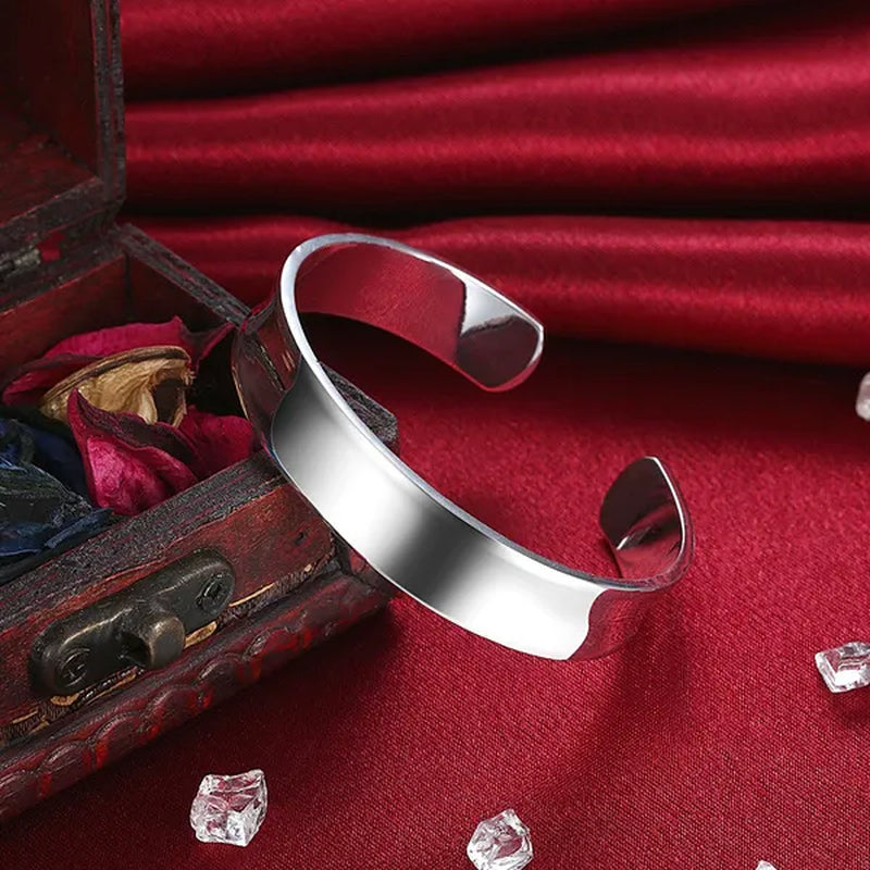 Fashion Jewelry Hot Sale 925 Sterling Silver Wide Thin Cuff Bangle Women Bracelet Simple Fine Jewelry