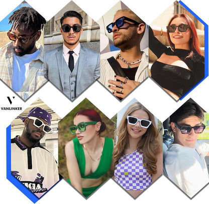 Thick Square Sunglasses for Men Women Retro Chunky Rectangle Shades UV400 Protection VL9731