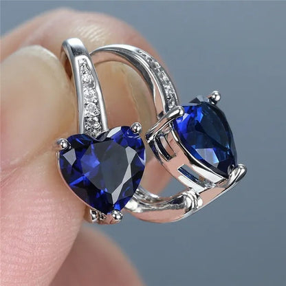 Luxury Women'S Fashion Silver Plated Zircon Earrings Birthstone Hoop Earrings Green Cubic Zirconia Drop Earrings for Women Heart Clip on Earrings Bride Princess Wedding Engagement Earring Anniversary Gift Jewelry