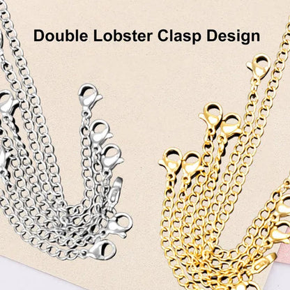 Necklace Extenders, Stainless Steel Necklace Bracelet Extender Chain Set, Anklet Extension Chains with Double Lobster Clasps and Closures for Jewelry Making, Fine Chain (Silver and Golden), 12Pcs
