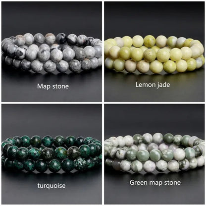 Hot Sale 6-8mm Unisex Natural Stone Bracelet Malachite/Tiger Eye/amethyst/agate/gemstone Bracelet Round Bead Elastic Bracelet Handmade Chakra Treatment Stone Jewelry Ladies Mens Girls