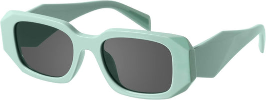 Trendy Rectangle Sunglasses for Women Men Light Green Avocado Vintage Retro Fashion Cool 90S Cute Funky Stylish Chunky Goulding