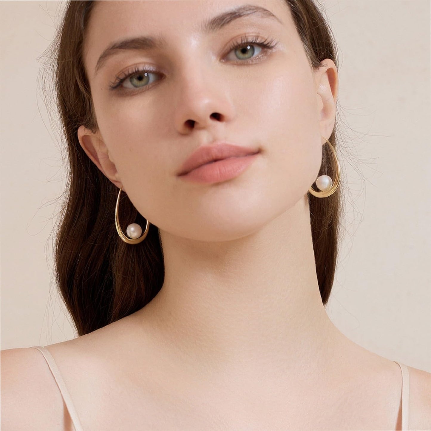 14K Gold Plated Lightweight Pearl Earrings,Trendy Jewelry,Teardrop Hoop Earrings for Women,Pearl Drop Earrings,Elegant Jewelry for Gifts - WORLD TIME VISITS