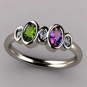 Fashion Ladies Rings Bezel Setting Oval Cut White Sapphire Emerald Amethyst Gemstone Ring Jewelry