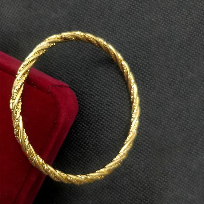 Vintage Twist Bracelet 24K Pure Gold Wave Design Bracelet Set
