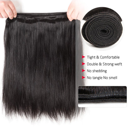 10A Straight Human Hair 3 Bundles 18 20 22Inches Brazilian Virgin Unprocessed Straight Hair Weave Bundles Natural Color